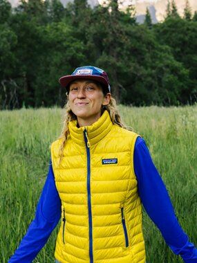 Patagonia Down Sweater Vest Sulphur Yellow Cobalt Blue Size Small Puffer Vest